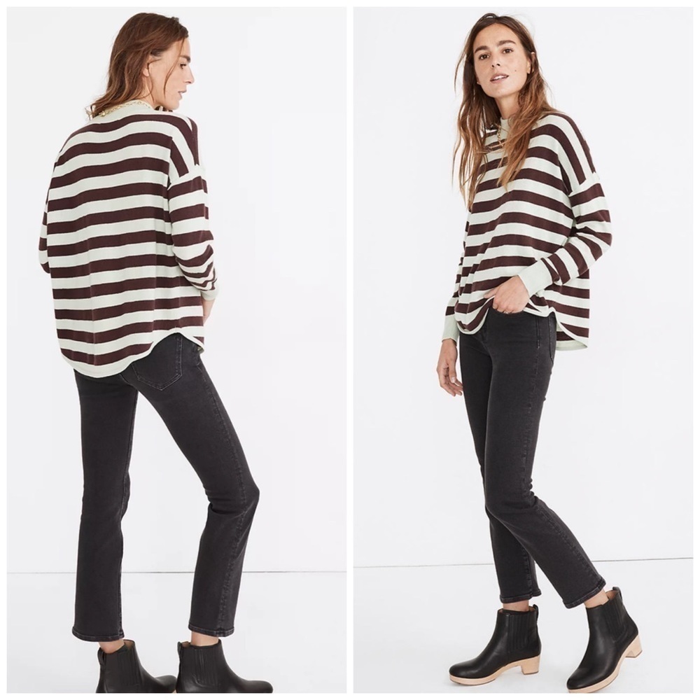 Madewell Ashbury Mockneck Pullover Sweater in Kelsey Stripe Merino Wool Alpaca